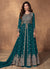 Turquoise Embroidery Slit Style Traditional Anarkali Lehenga Suit