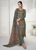 Sage Green Embroidery Silk Traditional Salwar Suit