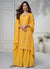 Yellow Thread And Sequence Embroidery Palazzo Suit