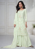 Light Green Thread And Sequence Embroidery Palazzo Suit
