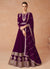 Wine Golden Sequence Embroidery Anarkali Gown With Belt
