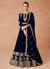 Blue Golden Sequence Embroidery Anarkali Gown With Belt
