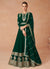 Green Golden Sequence Embroidery Anarkali Gown With Belt