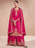 Magenta Pink Embroidery Wedding Palazzo Suit