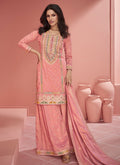 Peach Multi Embroidery Gharara Style Palazzo Suit