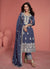 Royal Blue Thread Embroidery Anarkali Pant Suit
