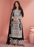 Black Thread Embroidery Traditional Palazzo Suit