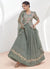 Sage Green Sequence Embroidery Designer Lehenga Kurti