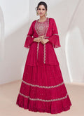 Rani Pink Sequence Embroidered Designer Jacket Style Lehenga