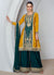 Yellow And Green Embroidered Wedding Palazzo Suit