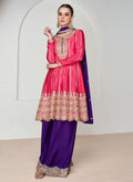 Pink And Purple Multi Embroidered Wedding Palazzo Suit