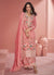 Peach Multi Floral Embroidery Silk Palazzo Suit