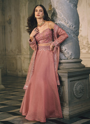 Aarzoo – Rose Peach Jacket Lehenga Set