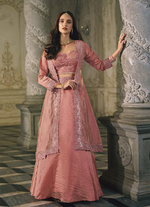 Aarzoo – Rose Peach Jacket Lehenga Set