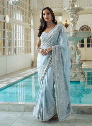 Ambar – Powder Blue Saree