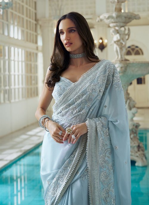 Shop Designer Blue Sari Online