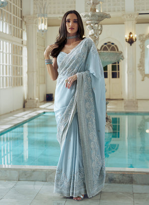 Ambar – Powder Blue Saree