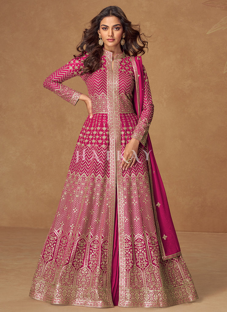 Pink Bollywood Slit-Style Anarkali Lehenga
