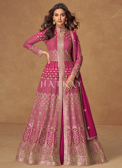 Pink Bollywood Slit-Style Anarkali Lehenga