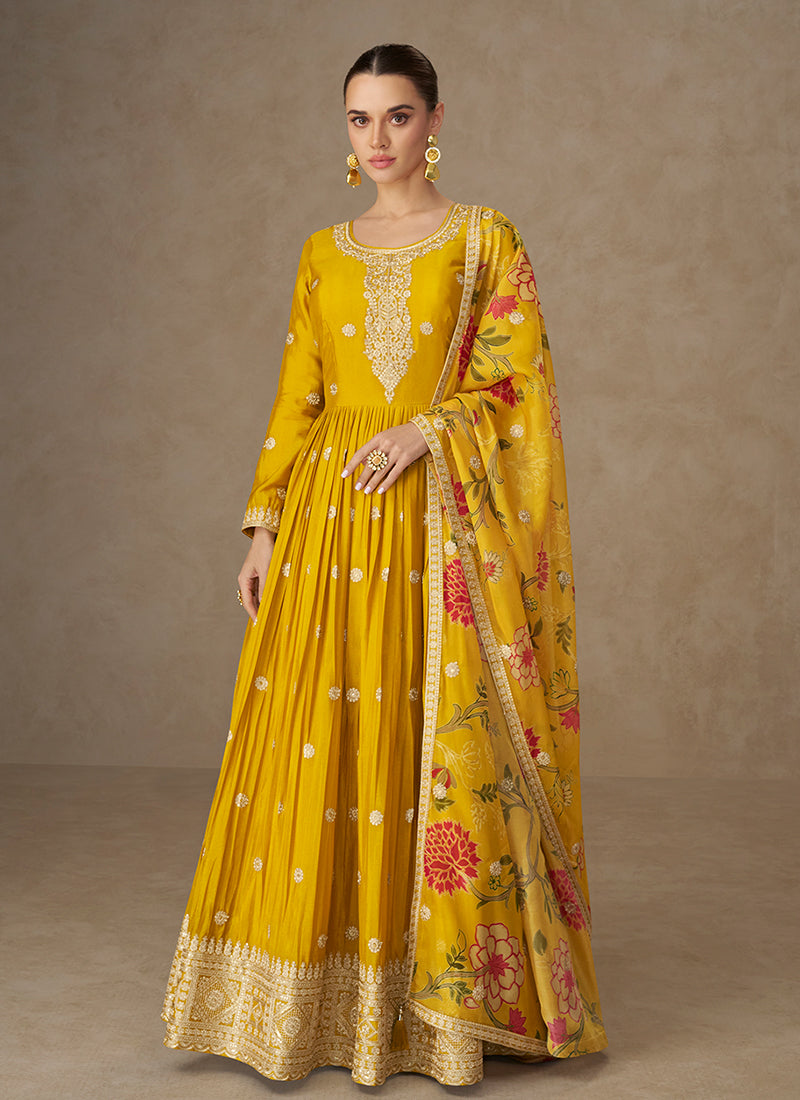 Yellow Bollywood Style Anarkali Suit