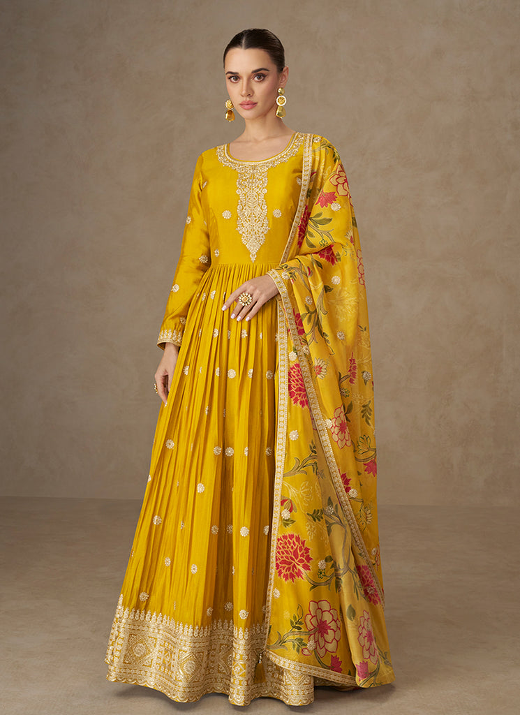 Yellow Bollywood Style Anarkali Suit