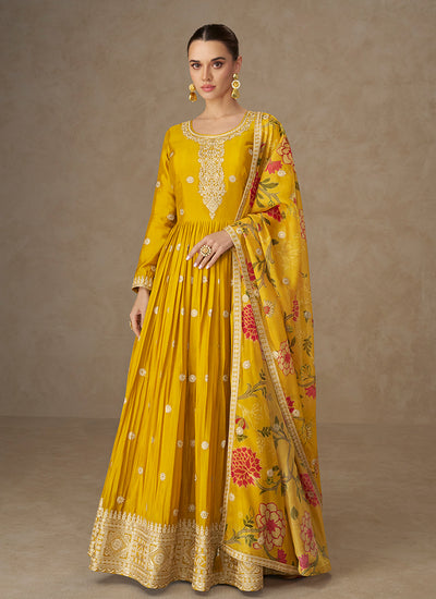 Yellow Bollywood Style Anarkali Suit