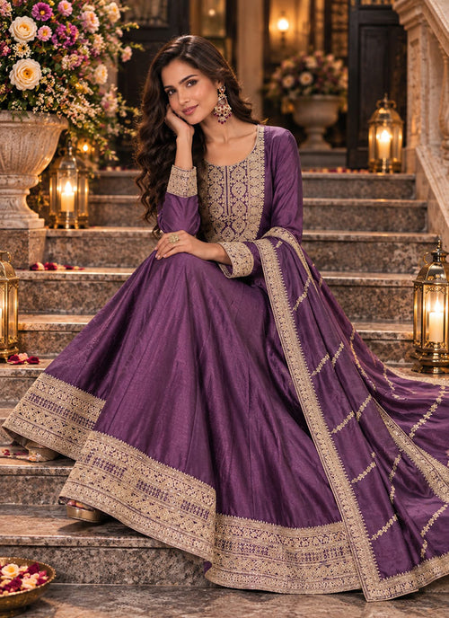 Shop Purple Anarkali Gown Online In Canada