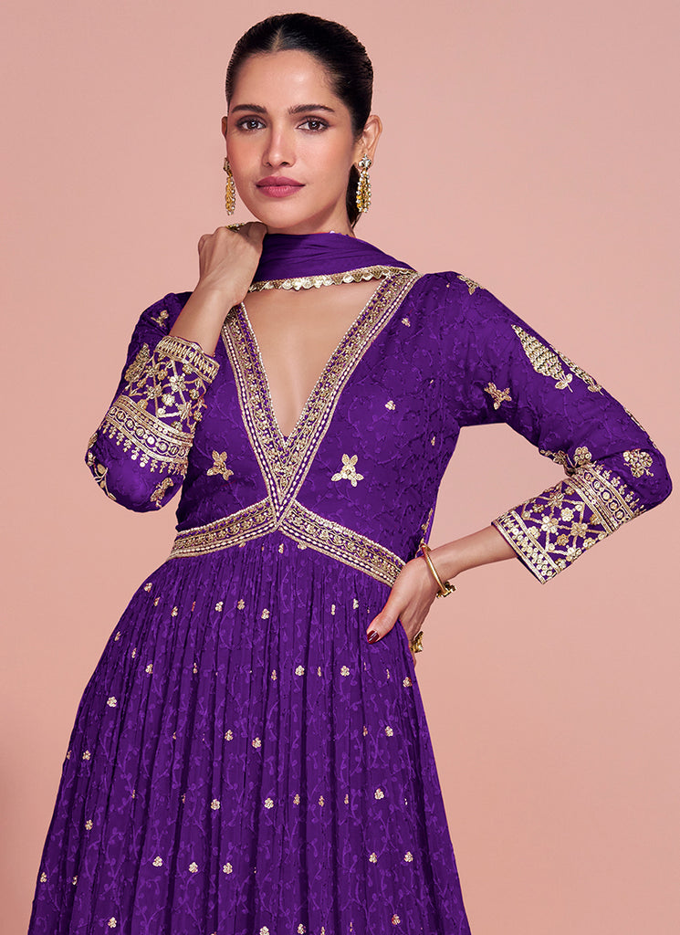 Buy Purple Anarkali Gown In Canada
