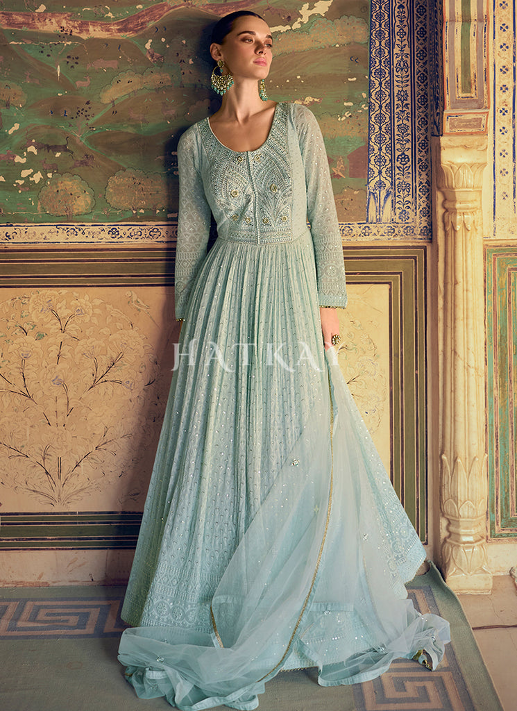 Blue Chikankari Dress