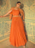 Orange Mirror Anarkali Gown With Jacket