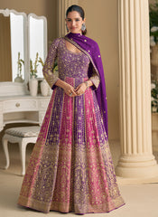 Purple And Pink Traditional Anarkali Gown