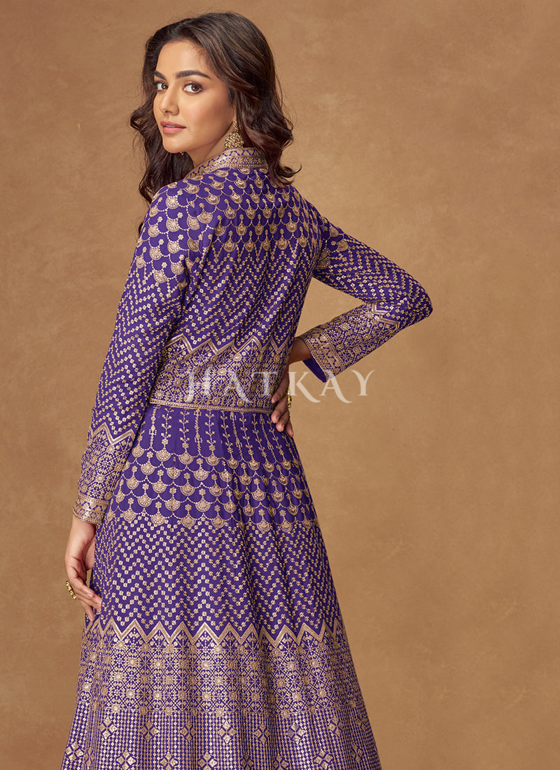 Purple Bollywood Anarkali Lehenga 