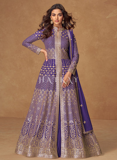 Purple Anarkali Lehenga