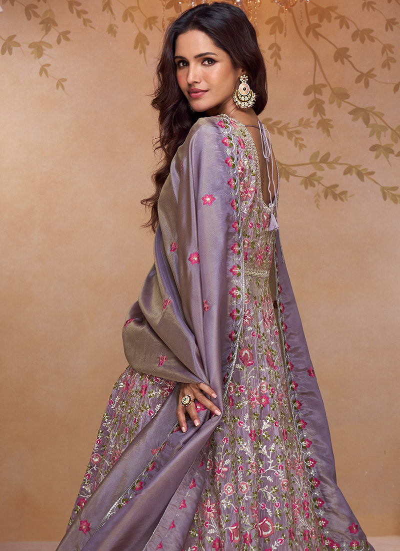 Purple Designer Anarkali Lehenga At Hatkay