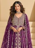Plum Purple Embroidery Slit Style Lehenga Suit In USA