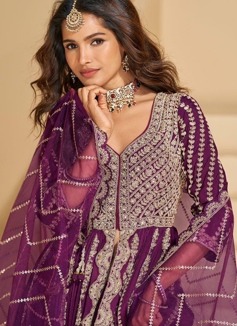 Buy Plum Purple Anarkali Lehenga