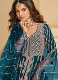 Dark Blue Slit Style Anarkali Lehenga 