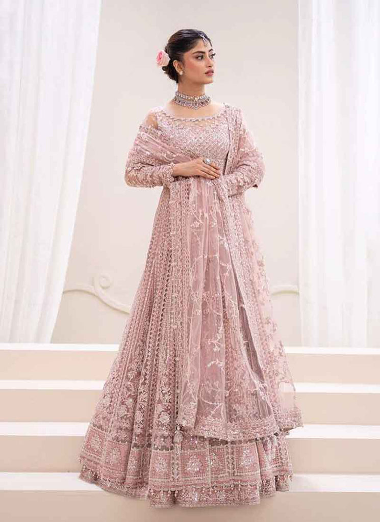 Blush Pink  Embroidery Net Anarkali Lehenga