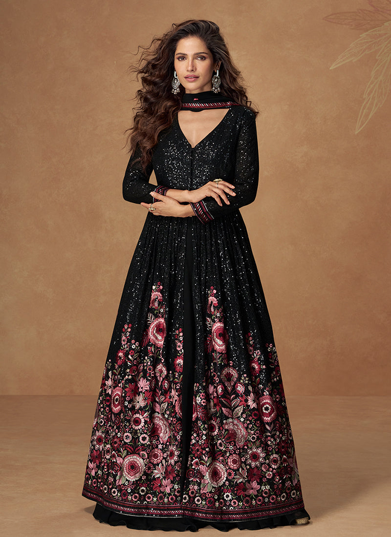 Black Slit Style Anarkali Lehenga Suit