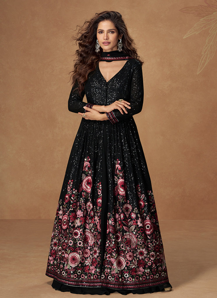 Black Slit Style Anarkali Lehenga Suit