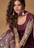 Buy Maroon Bollywood Anarkali Pant Suit In UK