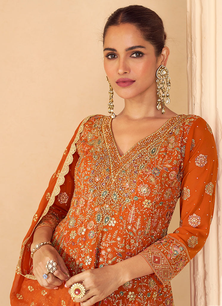 Buy Orange Sharara Suit In Canada