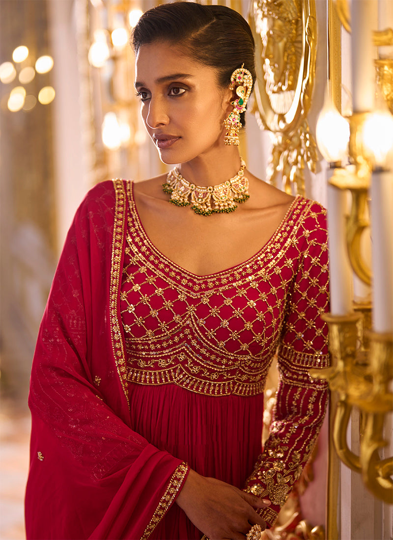 Shop Royal Pink Anarkali Suit Online In Australia