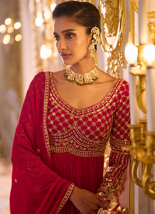 Shop Royal Pink Anarkali Suit Online In Australia