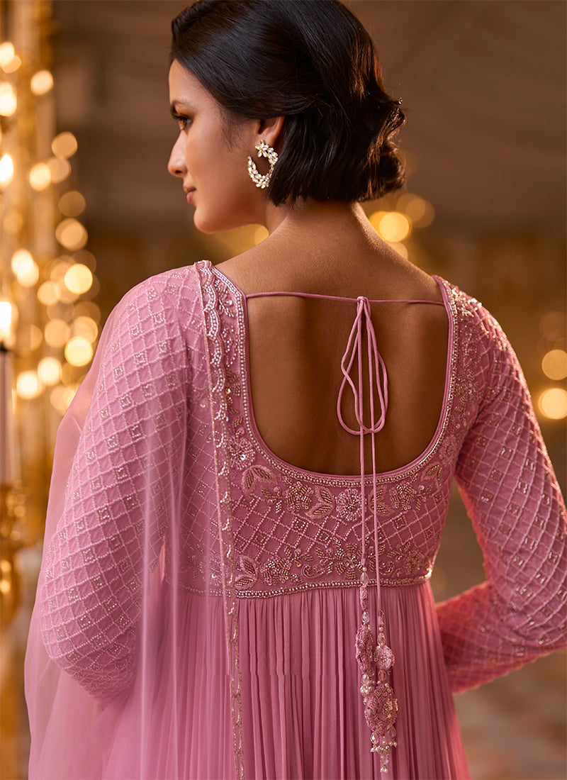 Buy Rose Pink Anarkali Suit In UAE