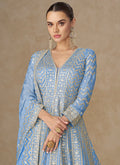 Buy Blue Anarkali Suit For Wedding In Canada
