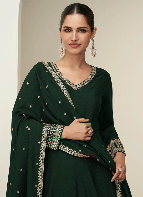 Ready To Wear Olive Green Anarkali Suit
