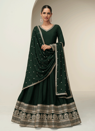 Ready To Wear Olive Green Anarkali Suit