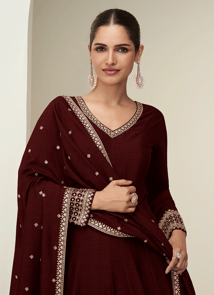 Shop Maroon Anarkali Suit In UK