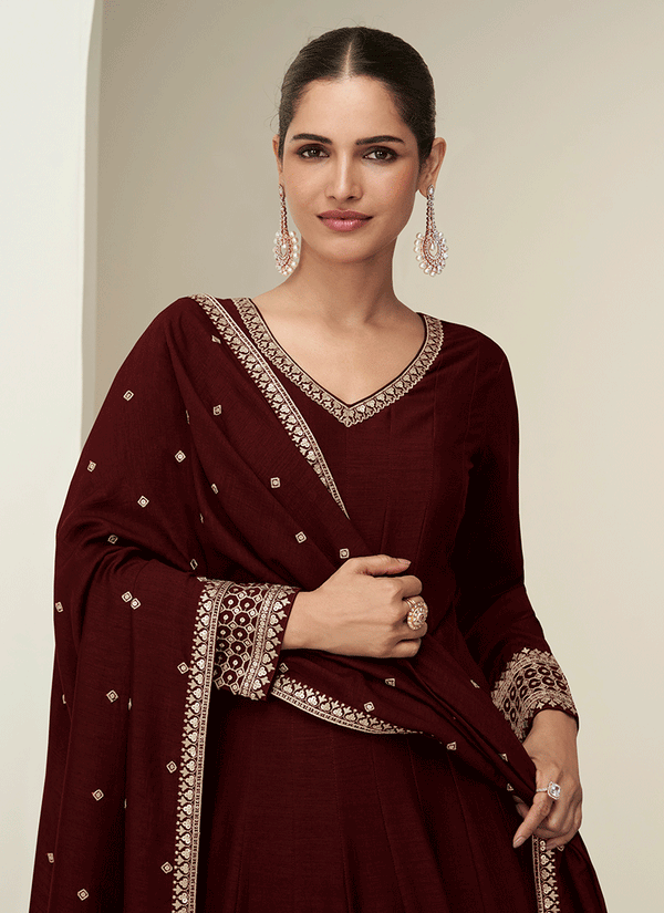 Ready To Wear Maroon Anarkali Suit